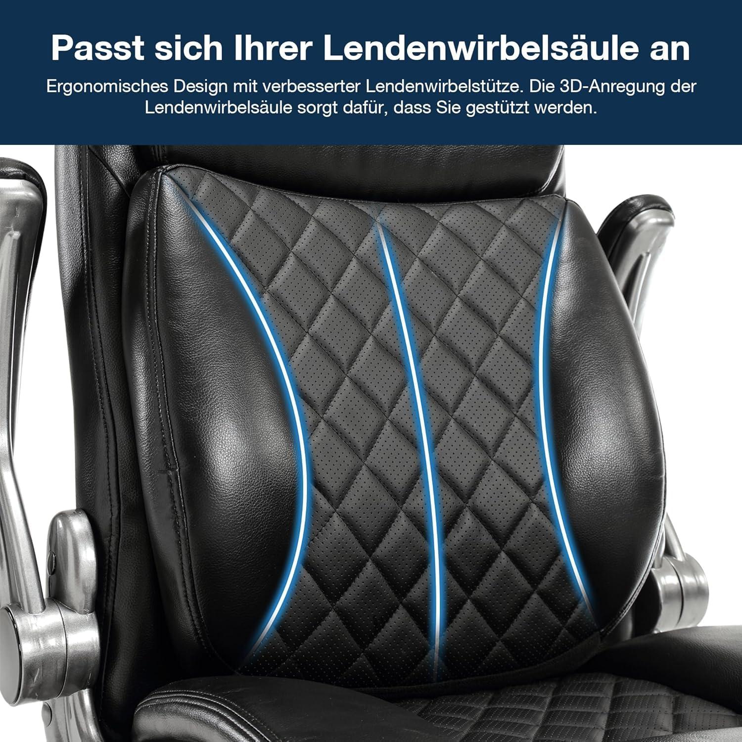 Fantasylab Bürostuhl 200KG mit 3D Massagefunktion und hoher Rückenlehne