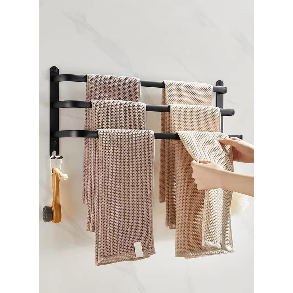 Handtuchhalter 60cm Schwarz Ohne Bohren | Badezimmer Zubehör Set
