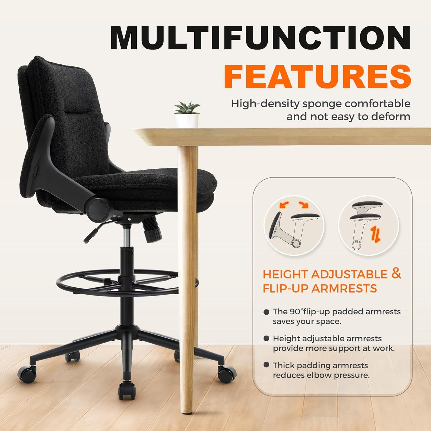 Bürostuhl Ergonomisches mit Fußstütze Schwarz 300lbs