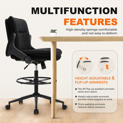 Bürostuhl Ergonomisches mit Fußstütze Schwarz 300lbs
