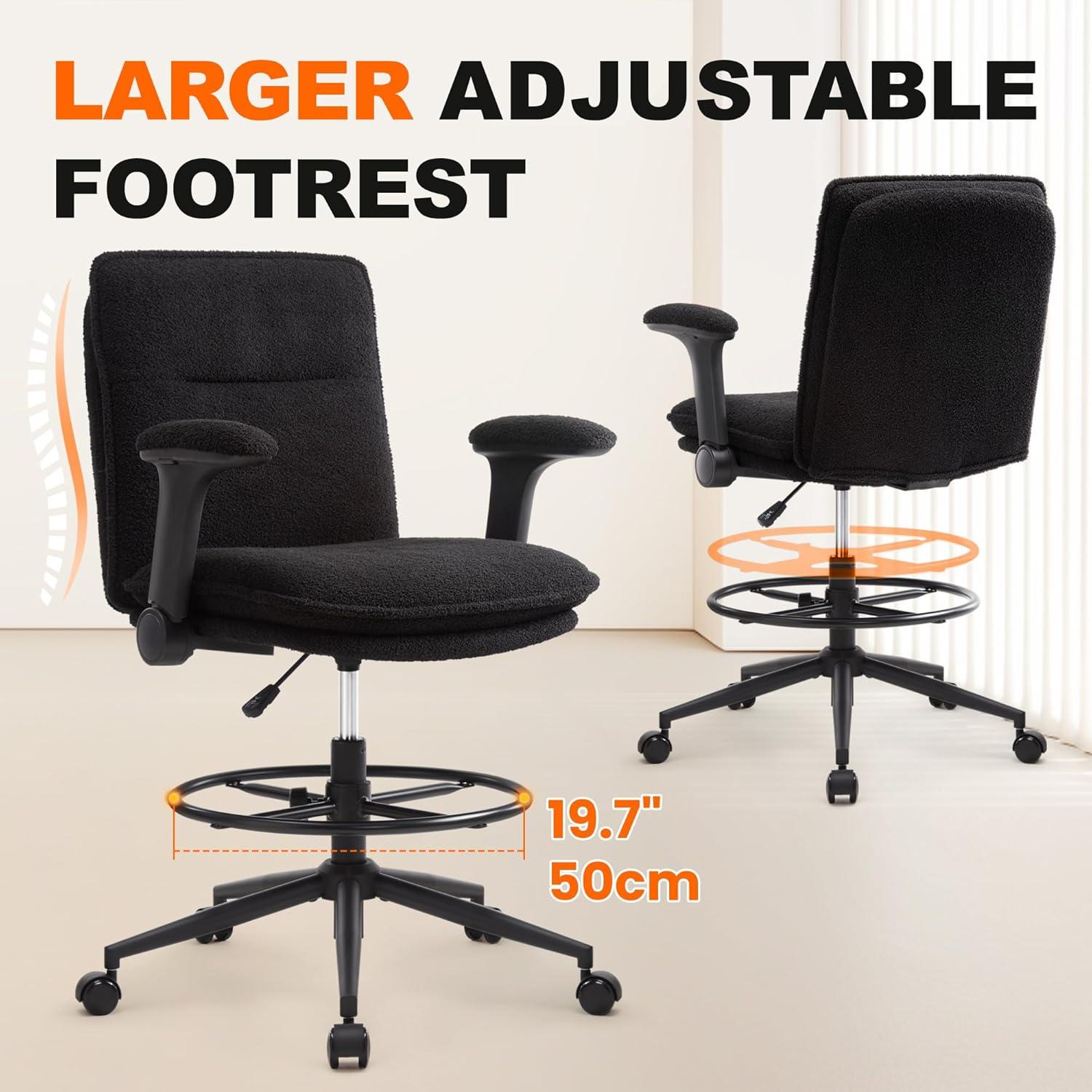 Ergonomischer Bürostuhl Schwarz höhenverstellbar mit Fußstütze