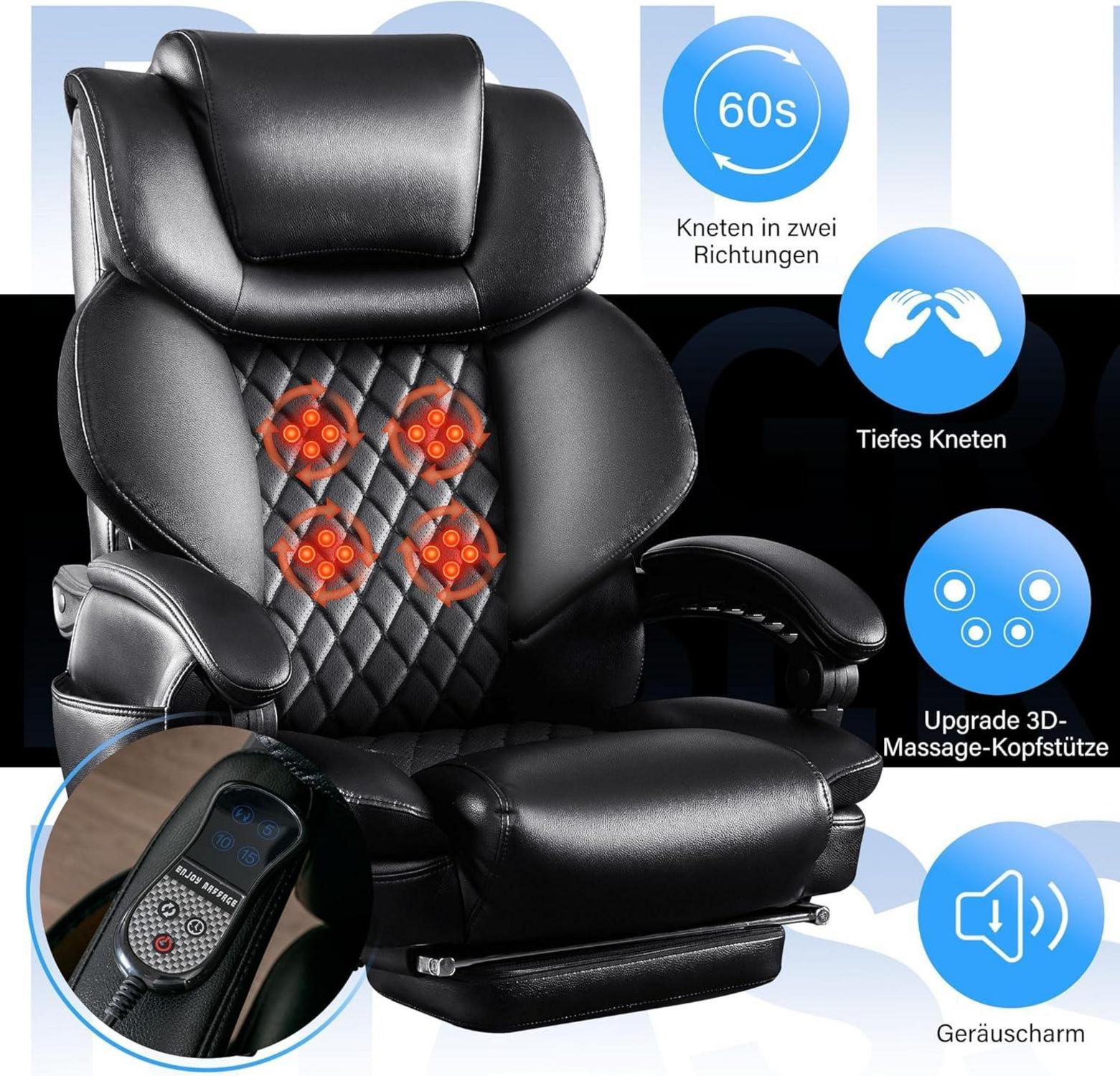 Bürostuhl 200KG Massagefunktion Chefsessel ergonomisch hohe