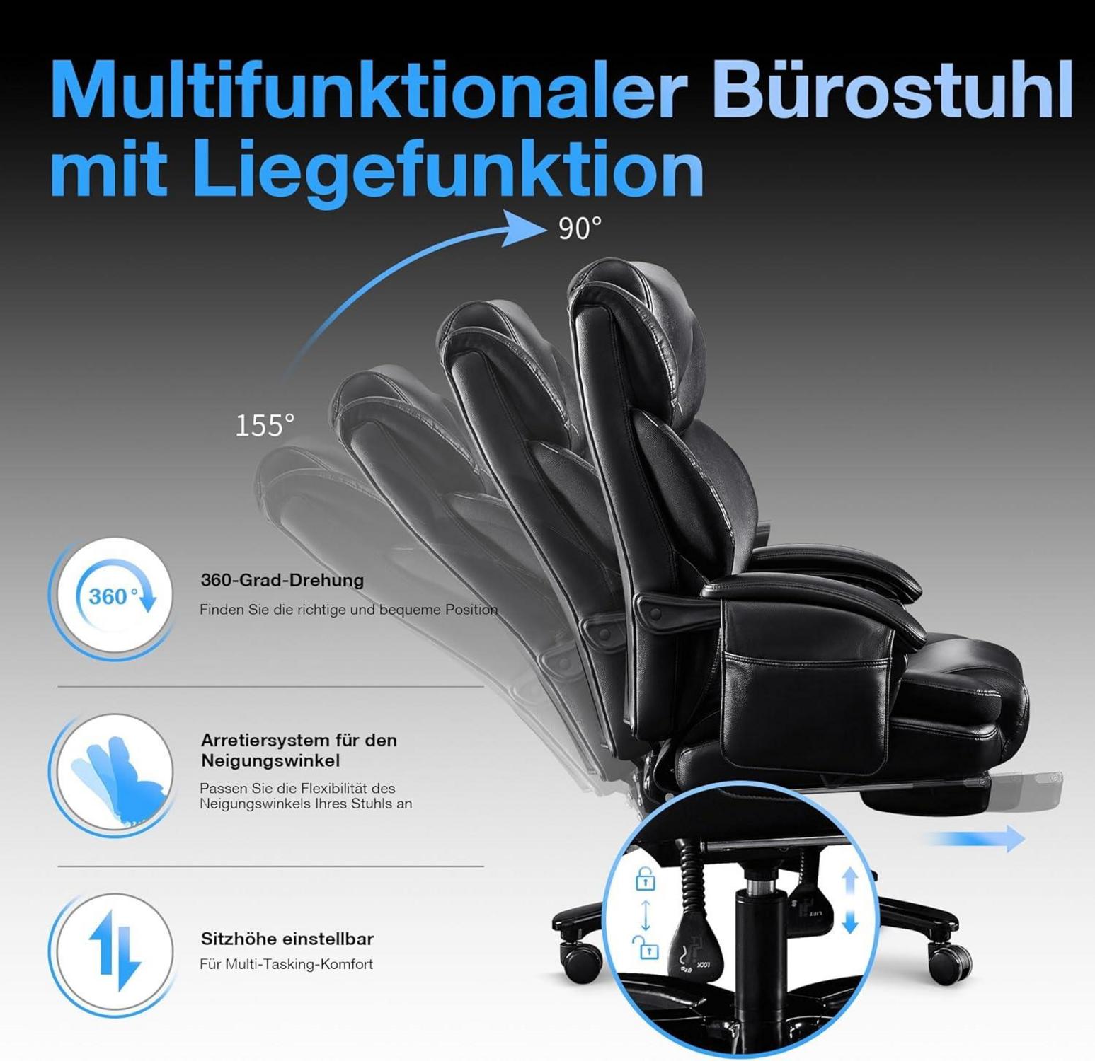 Fantasylab Massage-Bürostuhl für Rückenschmerzen 200KG, 3D Massagefunktion