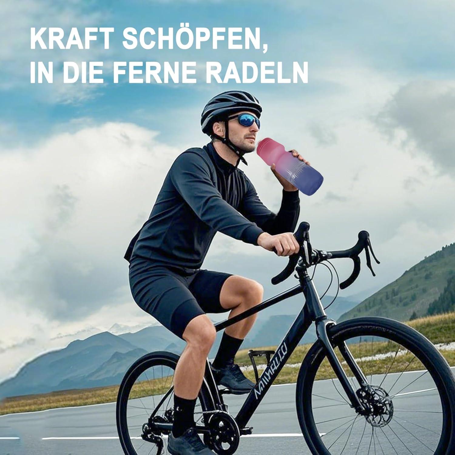 2er-Pack Auslaufsichere Fahrrad Trinkflaschen 750ml BPA-Frei Grau Blau