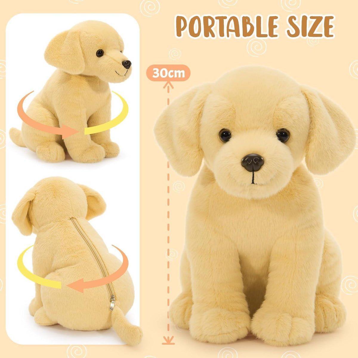 Labrador Kuscheltier mit 3 Welpen – Weiches Plüschtier 30cm