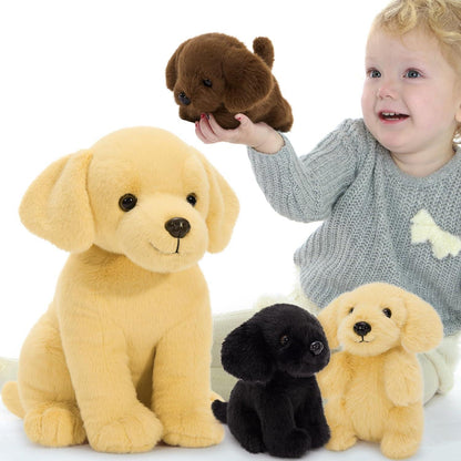 Labrador Kuscheltier mit 3 Welpen – Weiches Plüschtier 30cm