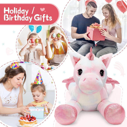 XXL Einhorn Kuscheltier 110cm - Rosa Plüschtier Geschenk für Kinder