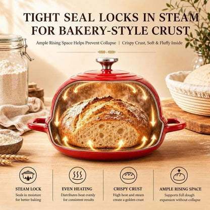 Gusseisen Dutch Oven zum Brotbacken mit Deckel & Gärkorb