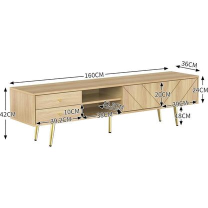 TV-Lowboard 160cm mit Goldfüßen & Stauraum