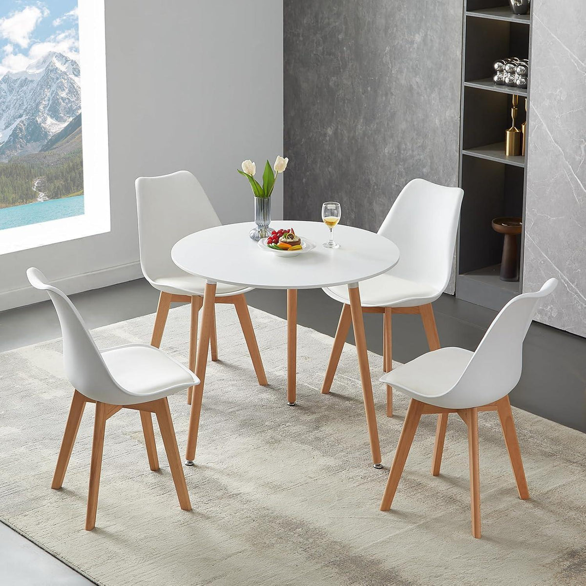 Runder Küchentisch Holz weiß – Skandinavischer Esstisch 80cm