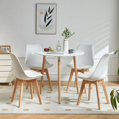 Runder Küchentisch Holz weiß – Skandinavischer Esstisch 80cm