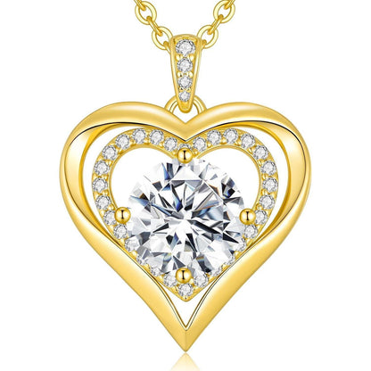 Silber Herz Halskette Damen Moissanite 3 Karat Vergoldet
