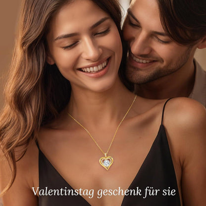 Silber Herz Halskette Damen Moissanite 3 Karat Vergoldet