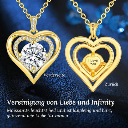 Silber Herz Halskette Damen Moissanite 3 Karat Vergoldet