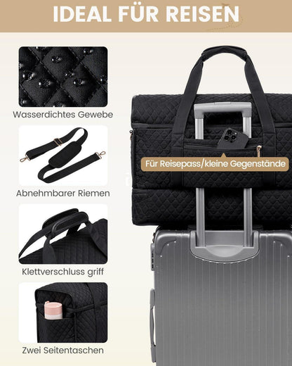 Reisetasche Damen mit Schuhfach, Große Öffnung Weekender