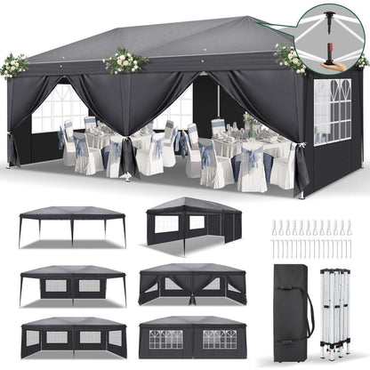 3x6m Faltpavillon mit Ein-Klick-Verriegelung & Seitenteilen