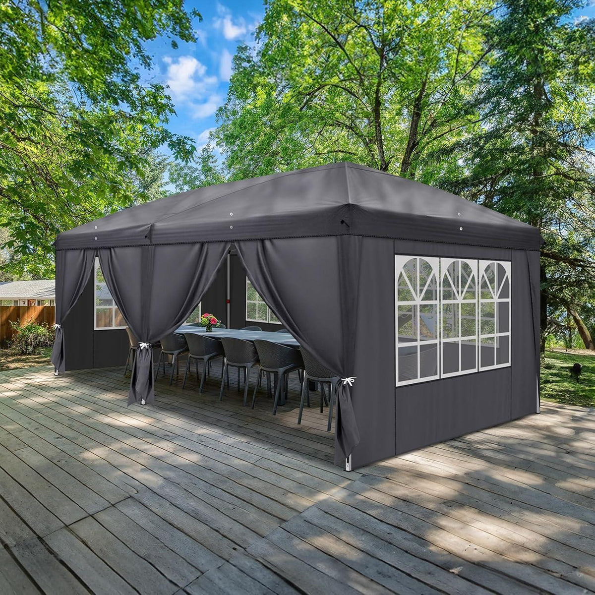 3x6m Faltpavillon mit Ein-Klick-Verriegelung & Seitenteilen