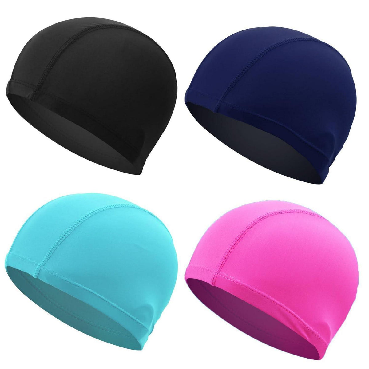 4er-Set Badekappen Herren Damen – Elastische Schwimmhaube