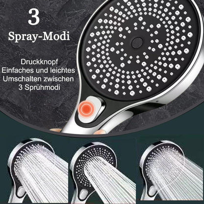 Hochdruck Duschkopf Set mit Schlauch & 3 Strahlarten