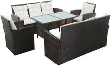 Garten Lounge Set mit Auflagen für 8 Personen Poly Rattan Braun