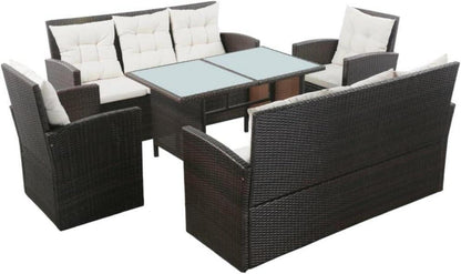 Garten Lounge Set mit Auflagen für 8 Personen Poly Rattan Braun