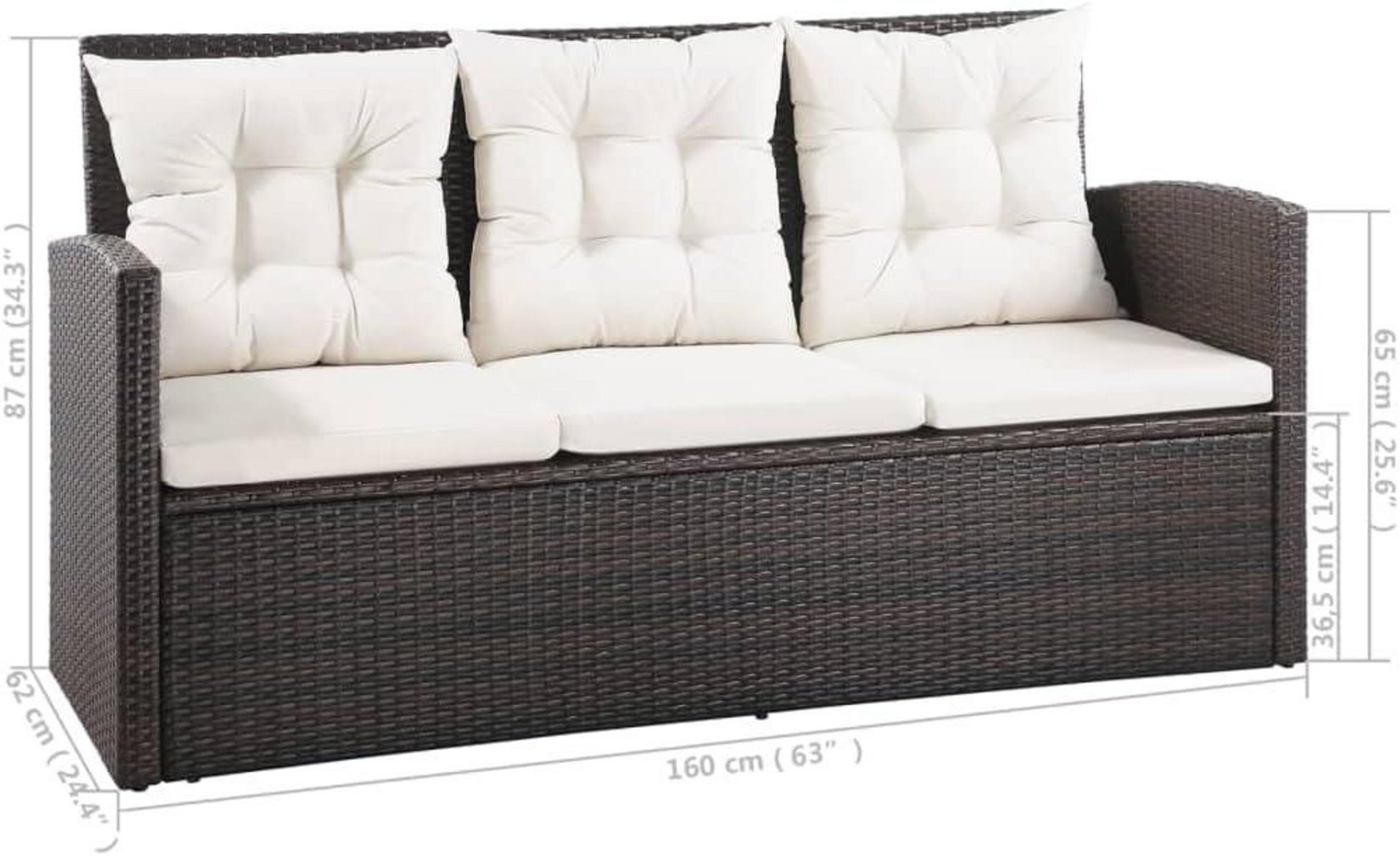 Garten Lounge Set 5tlg. für 8 Personen Poly Rattan Braun mit Auflagen