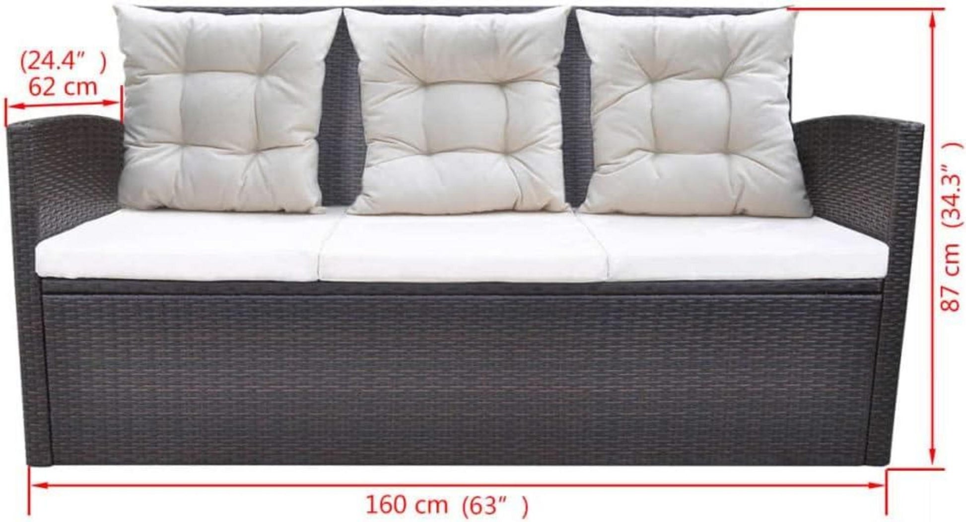 5 TLG. Garten Lounge Set Poly Rattan Braun mit Auflagen bis 8 Personen
