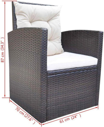 Poly Rattan Lounge Set 8 Personen Braun, Auflagen Gartenmöbel Sitzgruppe