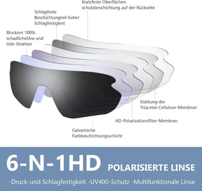 Epavouos Sportbrille Polarisiert Sonnenbrille Fahrradbrille TR-Material UV400