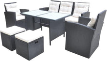 Garten Lounge Set Poly Rattan 6 tlg. Schwarz Auflagen 7