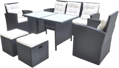 Garten Lounge Set Poly Rattan 6 tlg. Schwarz Auflagen 7