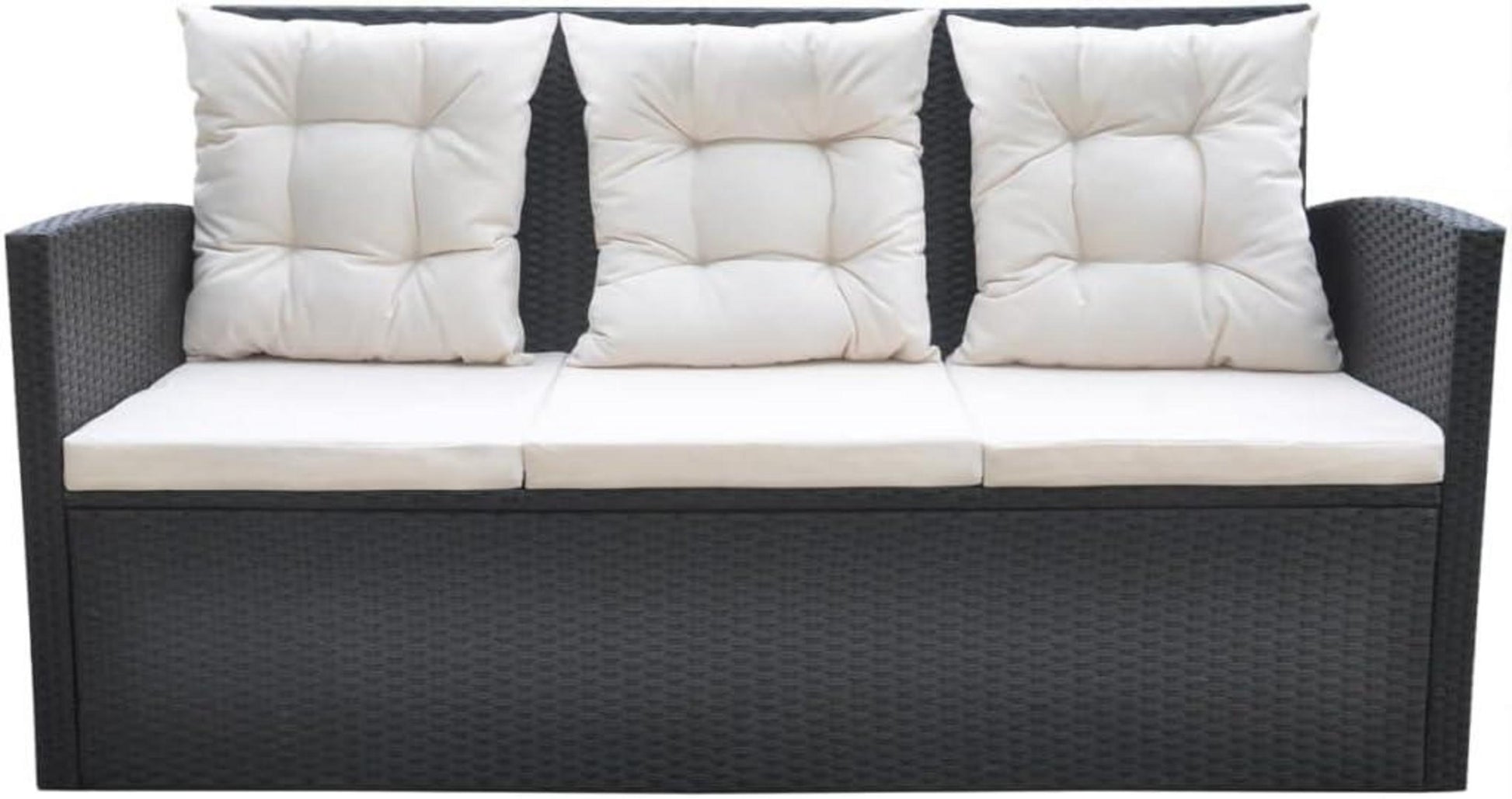 Garten Lounge Set mit Auflagen für 7 Personen Poly Rattan Schwarz