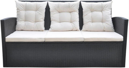 Garten Lounge Set mit Auflagen für 7 Personen Poly Rattan Schwarz