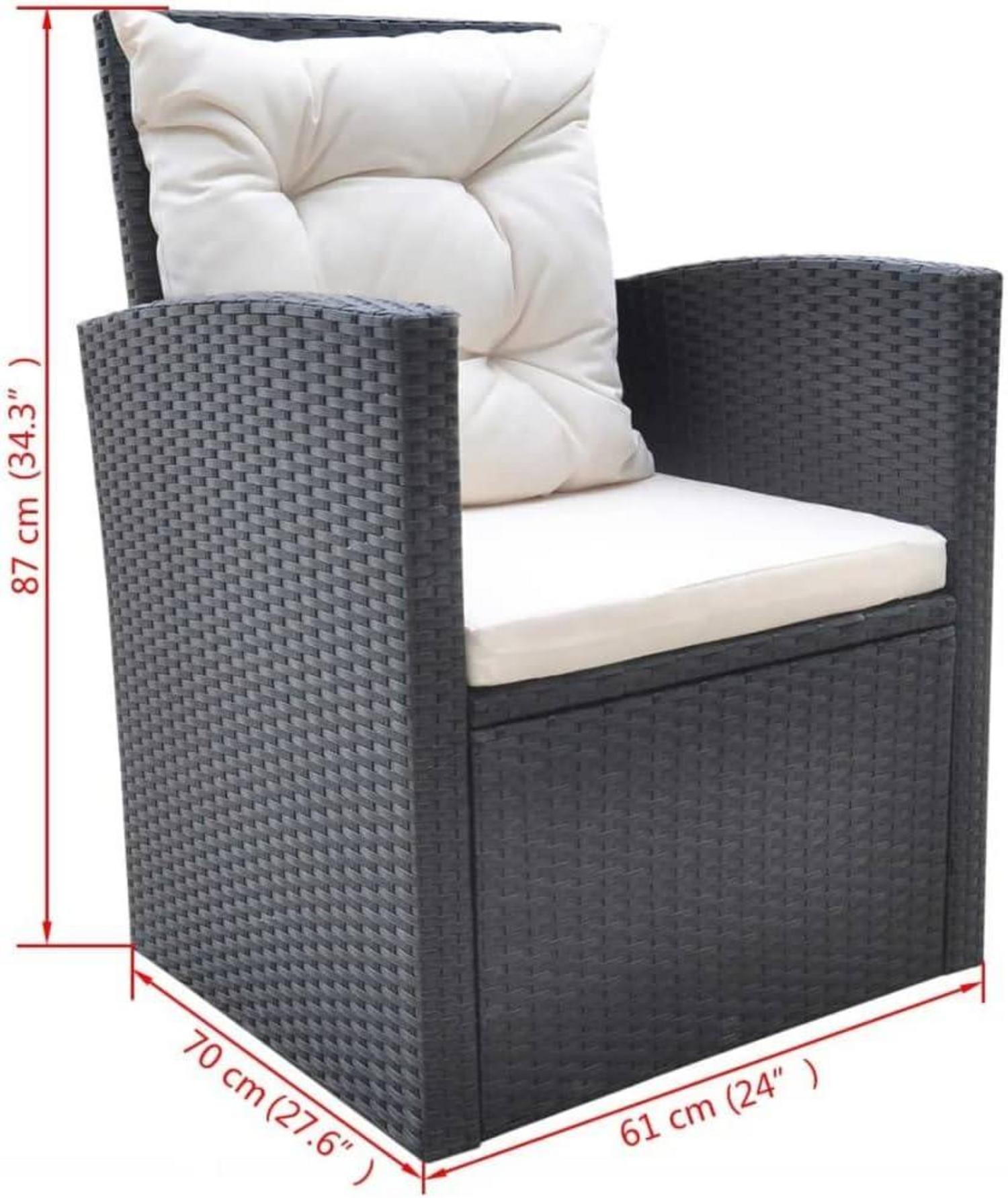6 TLG. Garten Lounge Set Schwarz Poly Rattan Auflagen 7 Personen