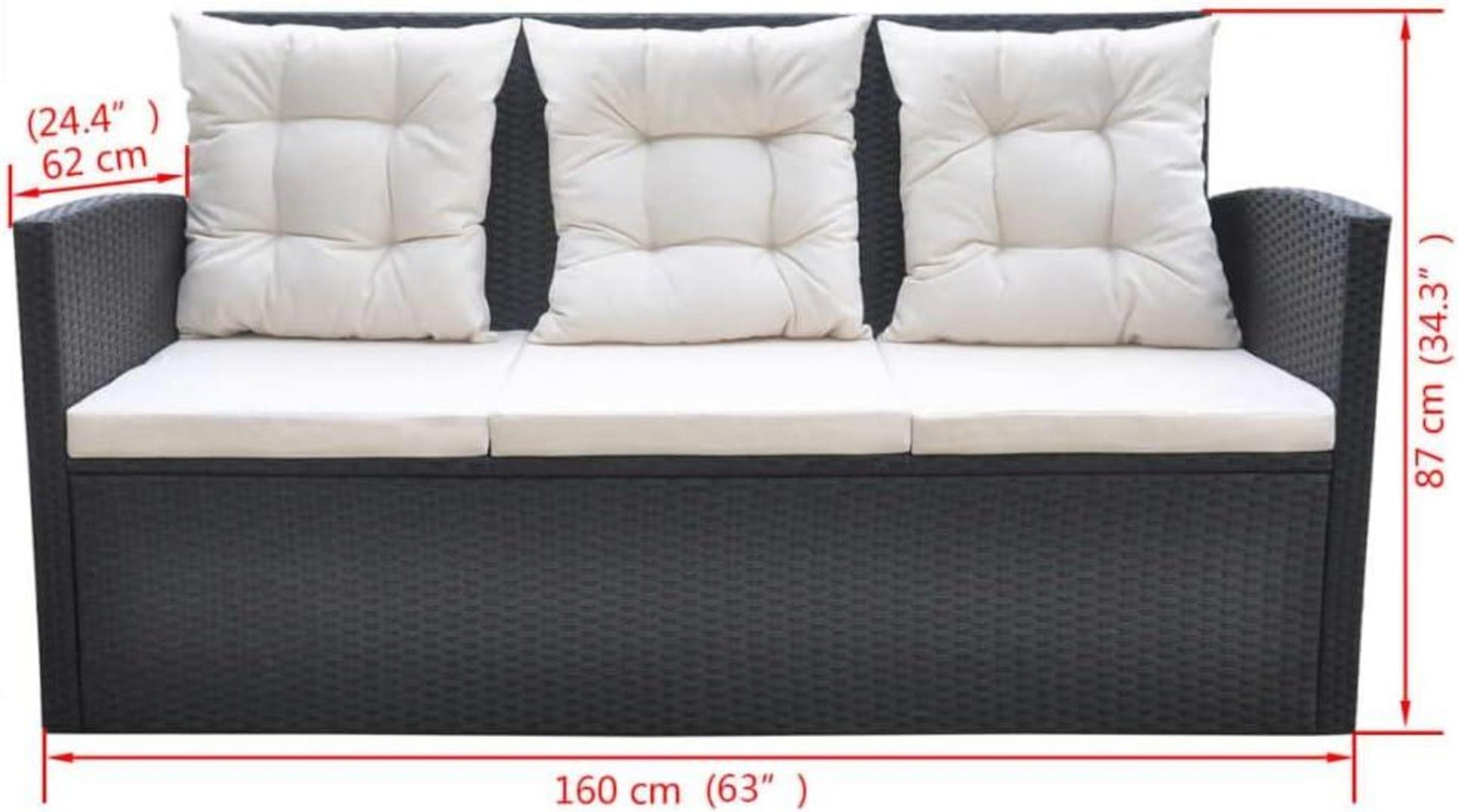 Garten Lounge Set 6tlg. Schwarz Poly Rattan bis 7 Personen