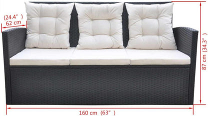 Garten Lounge Set 6tlg. Schwarz Poly Rattan bis 7 Personen