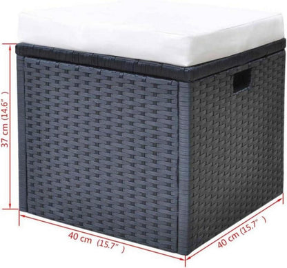 6 TLG. Garten Lounge Set Schwarz Poly Rattan Auflagen 7 Personen