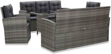 Garten Lounge Set 5tlg. mit Auflagen Poly Rattan Grau