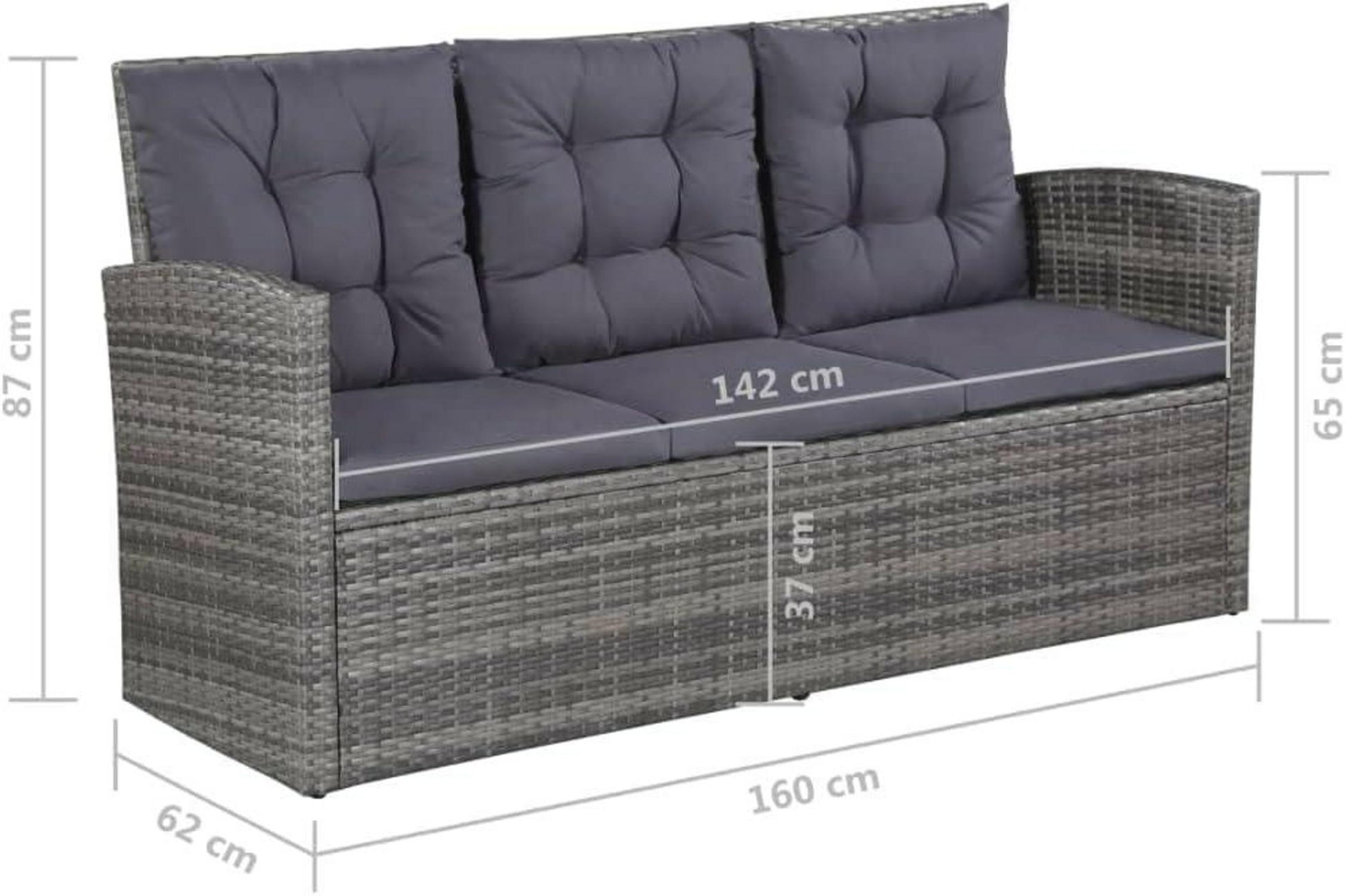 Poly Rattan Garten Lounge Set 5tlg. Grau für 8 Personen Sitzgruppe