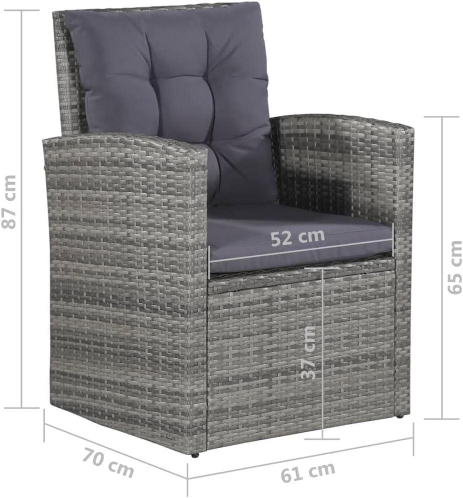 5 TLG. Garten Lounge Set Grau für 8 Personen Poly Rattan Sitzgruppe