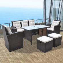 Garten Lounge Set Poly Rattan Braun 6 TLG. bis 7 Personen