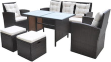 Garten Lounge Set 6 TLG. Poly Rattan Braun Sitzgruppe 7