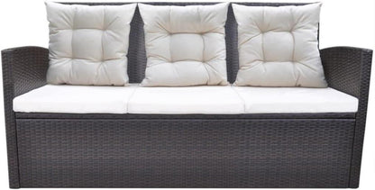 Garten Lounge Set Poly Rattan Braun 6 TLG. bis 7 Personen