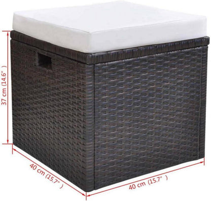 Garten Lounge Set 6 TLG. Poly Rattan Braun Auflagen 7 Personen
