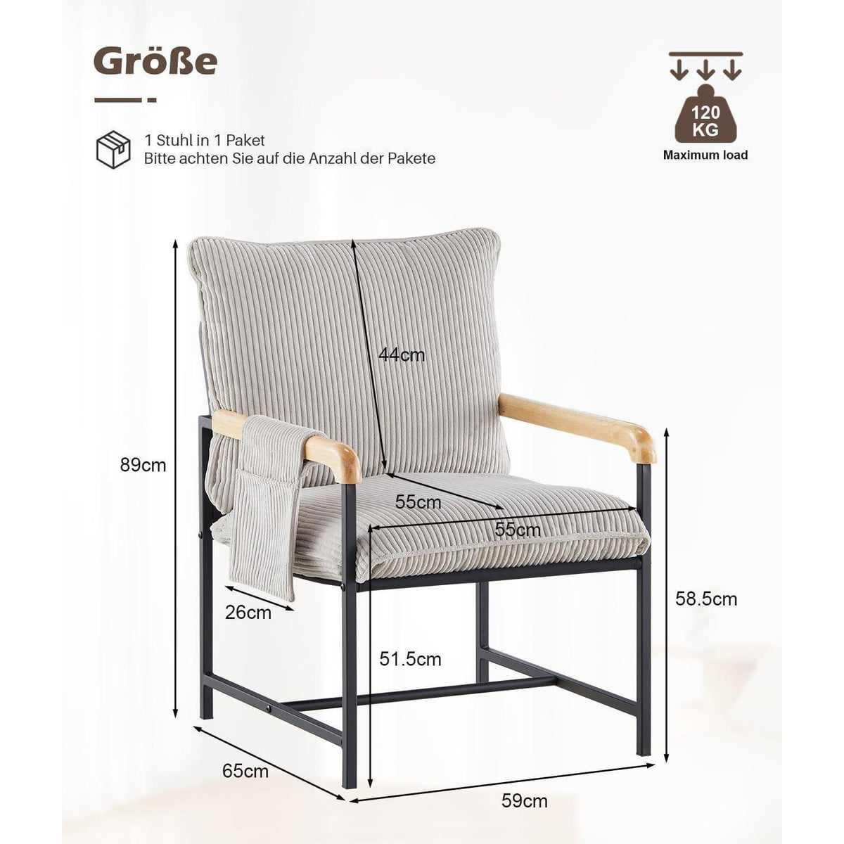Cord Loungesessel Modern – Bequemer Ohrensessel für Wohnzimmer