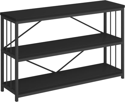 Konsolentisch Holz Schwarz 3 Ebenen Bücherregal 140x34x74cm