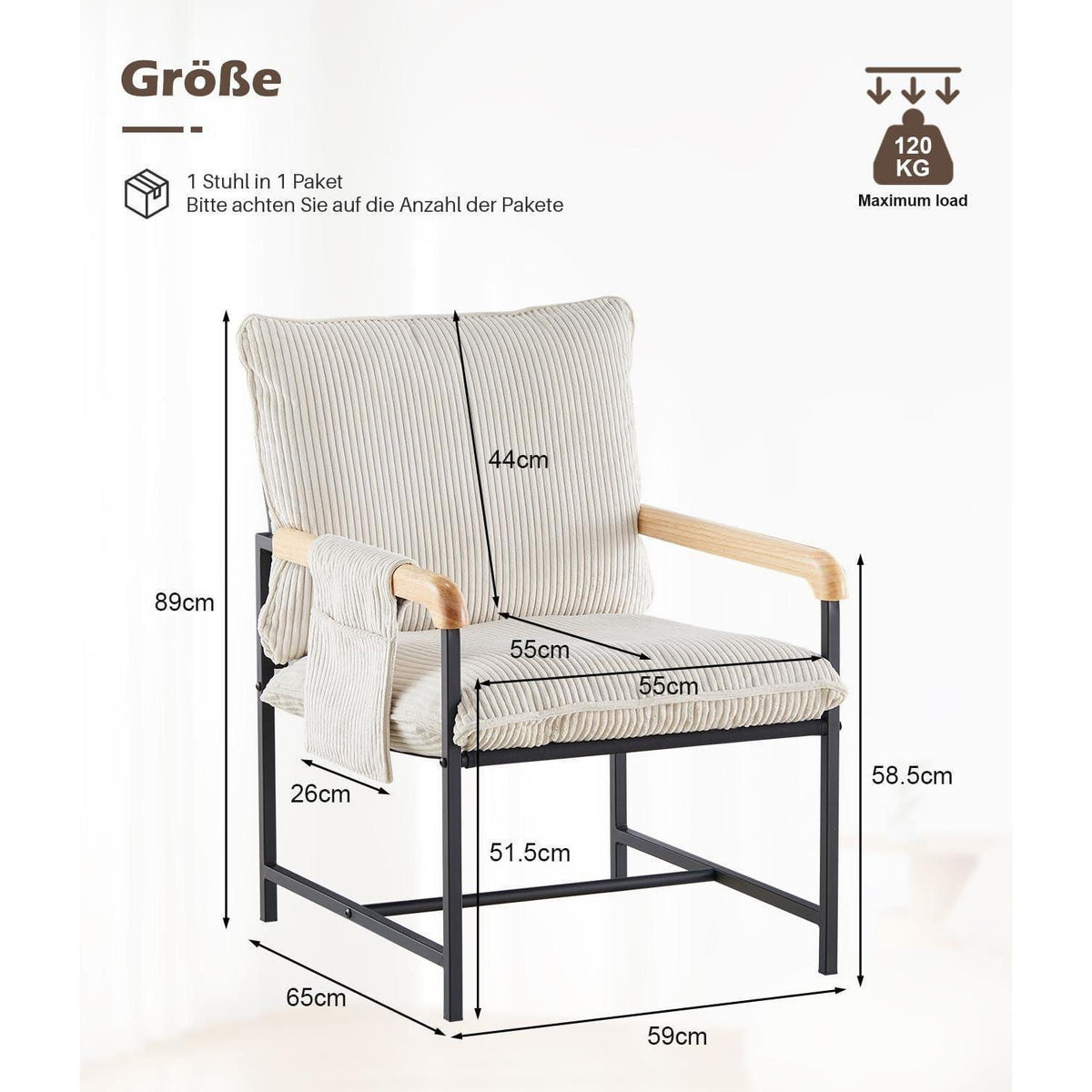 Loungesessel Creme Cord – Modern & Bequem für Wohnzimmer
