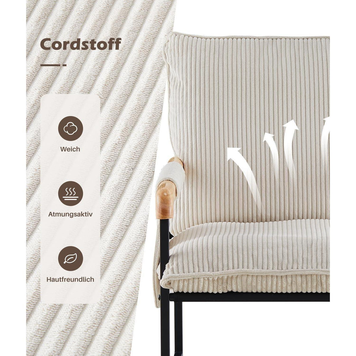 Loungesessel Creme Cord – Modern & Bequem für Wohnzimmer