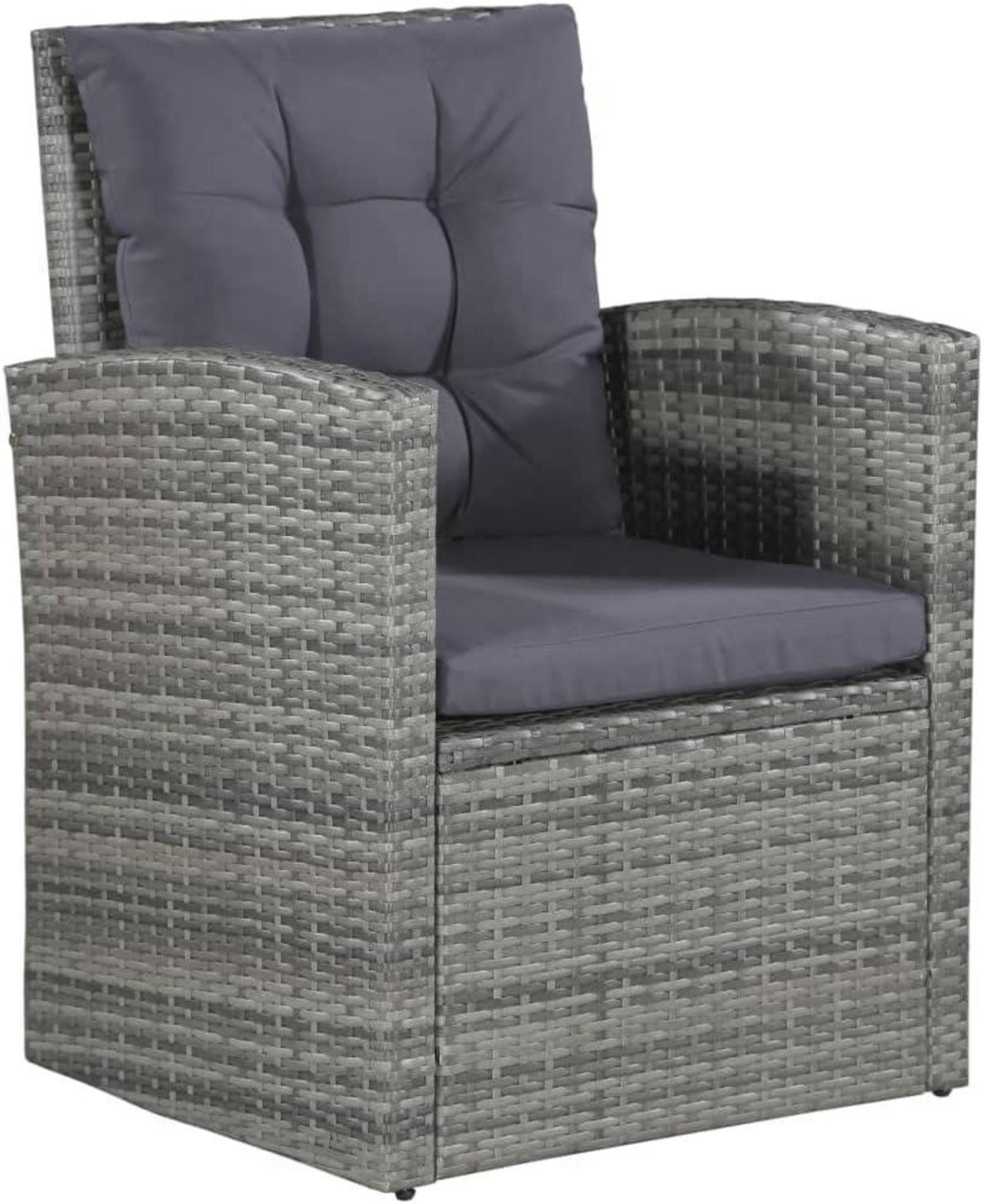 Garten Lounge Set 6-tlg. Poly Rattan Grau mit Kissen