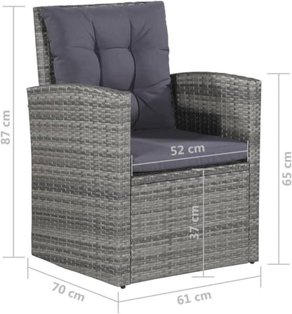 Garten Lounge Set 6 TLG. mit Auflagen für 7 Personen Poly Rattan Grau